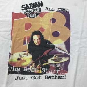 Vintage 90s Sabian Drummer Cymbals Shirt Men's XL White B8 Rock Music Graphic T